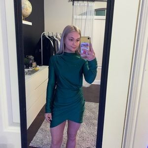 Emerald green silk dress